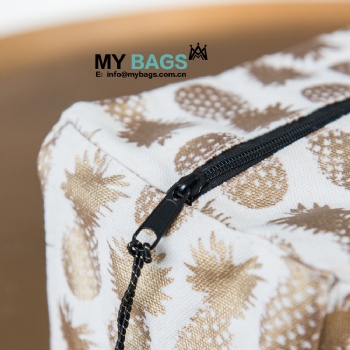 Boxy Gold Print Cosmetic Bag With Tassel