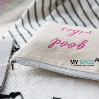 Plain Cotton Cosmetic Bag Good Vibes