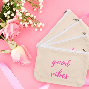 Plain Cotton Cosmetic Bag Good Vibes