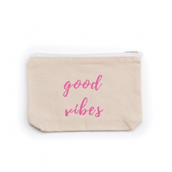 Plain Cotton Cosmetic Bag Good Vibes